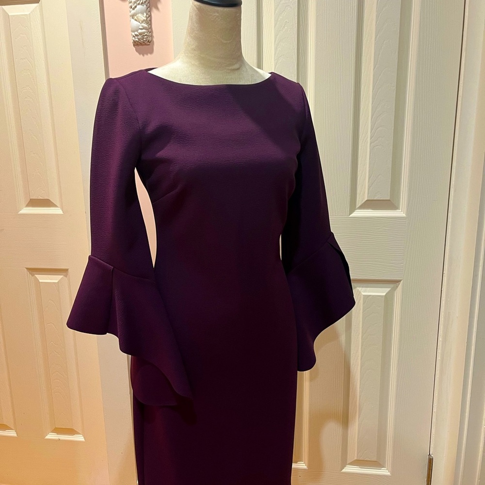 Beautifully lined, split bell sleeve dress